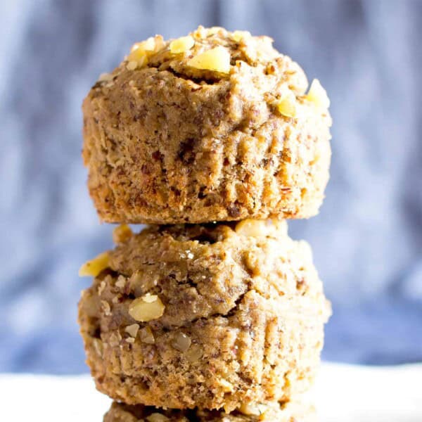 One Bowl Gluten Free Vegan Banana Nut Muffins (V, GF): an easy, whole recipe for deliciously soft and moist banana nut muffins. #Vegan #GlutenFree #WholeGrain #DairyFree #RefinedSugarFree | BeamingBaker.com