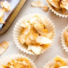 2 Ingredient Salted Caramel Toasted Coconut Chips {keto & sooo good!}