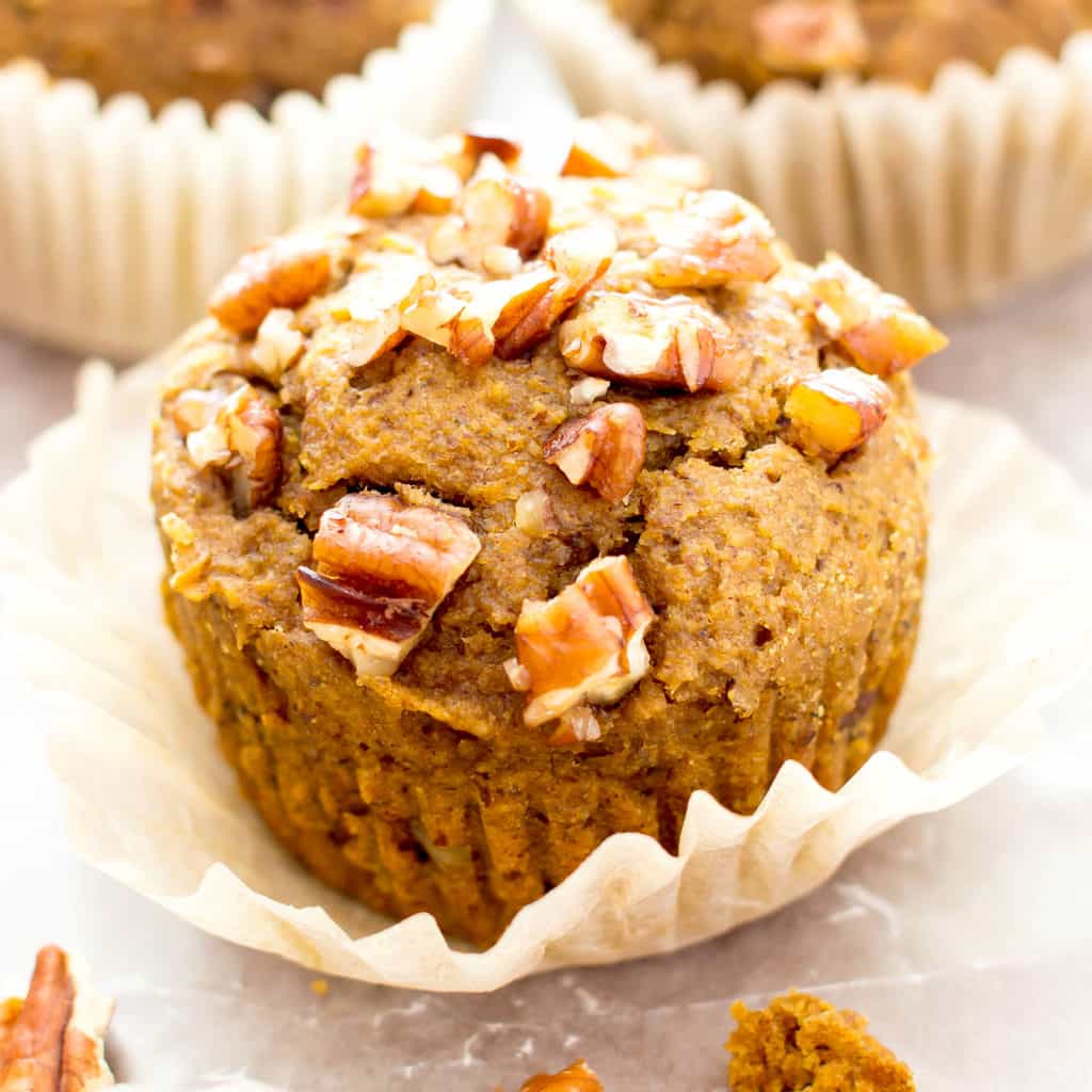 Gluten Free Maple Pecan Pumpkin Muffins (GF, Vegan, DairyFree, Refined