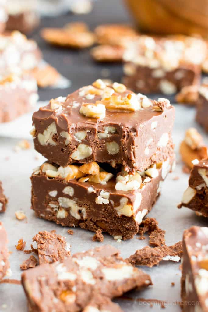 3 Ingredient Chocolate Pecan Fudge (Easy, Paleo, Vegan, Gluten Free