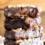 Super Fudgy Paleo Maple Pecan Brownies (V, GF): supremely fudgy chocolate brownies topped with delightfully sweet maple pecans. #Paleo #Vegan #GlutenFree #DairyFree #Chocolate #Dessert | Recipe on BeamingBaker.com