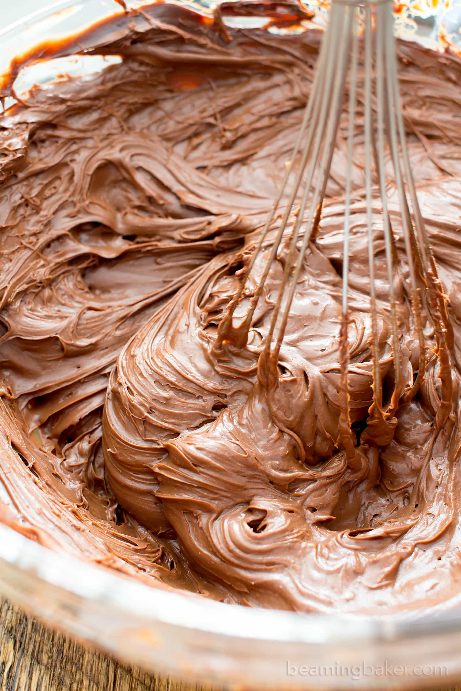 Vegan Chocolate Frosting: smooth ‘n creamy vegan chocolate frosting that’s so easy to pipe. Just 2 ingredients for the best dairy free frosting! #Vegan #ChocolateFrosting #VeganFrosting #DairyFree | Recipe at BeamingBaker.com