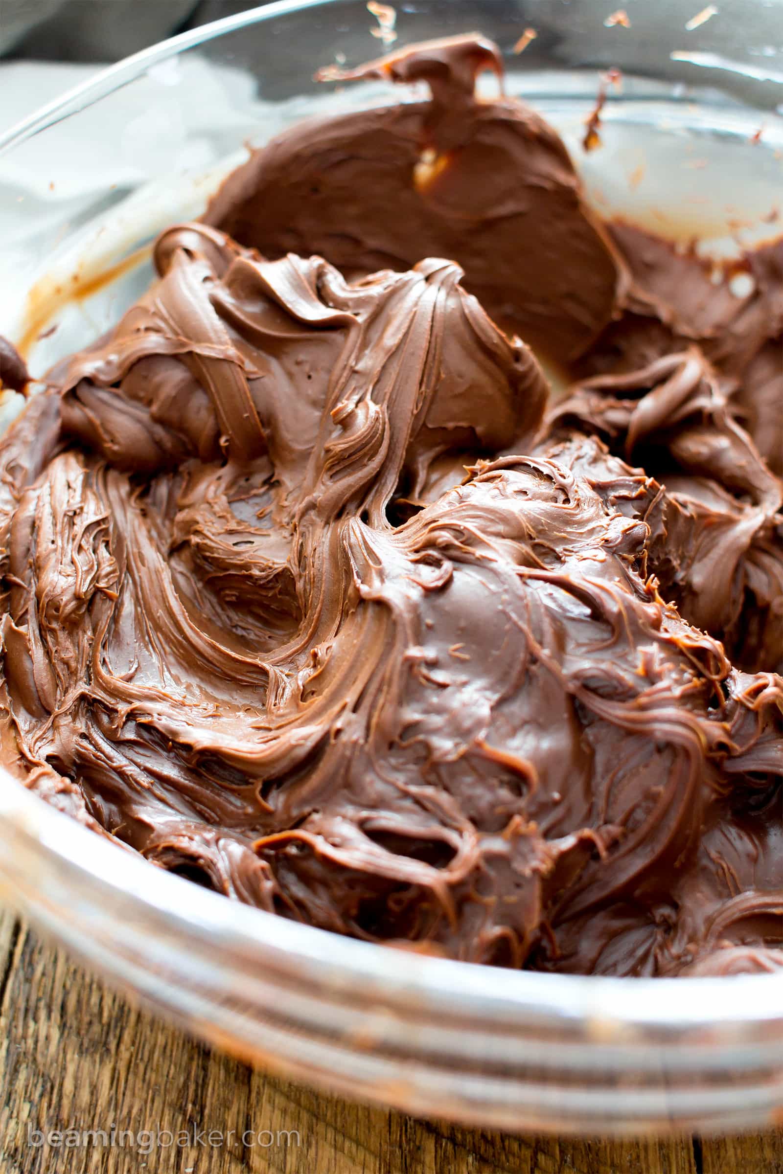 Vegan Chocolate Frosting: smooth ‘n creamy vegan chocolate frosting that’s so easy to pipe. Just 2 ingredients for the best dairy free frosting! #Vegan #ChocolateFrosting #VeganFrosting #DairyFree | Recipe at BeamingBaker.com