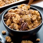 Grain Free Granola: this paleo granola recipe yields chunky granola clusters! The best grain free granola recipe—grainless, delicious, no grain granola. #GrainFree #Paleo #Grainless #Granola | Recipe at BeamingBaker.com