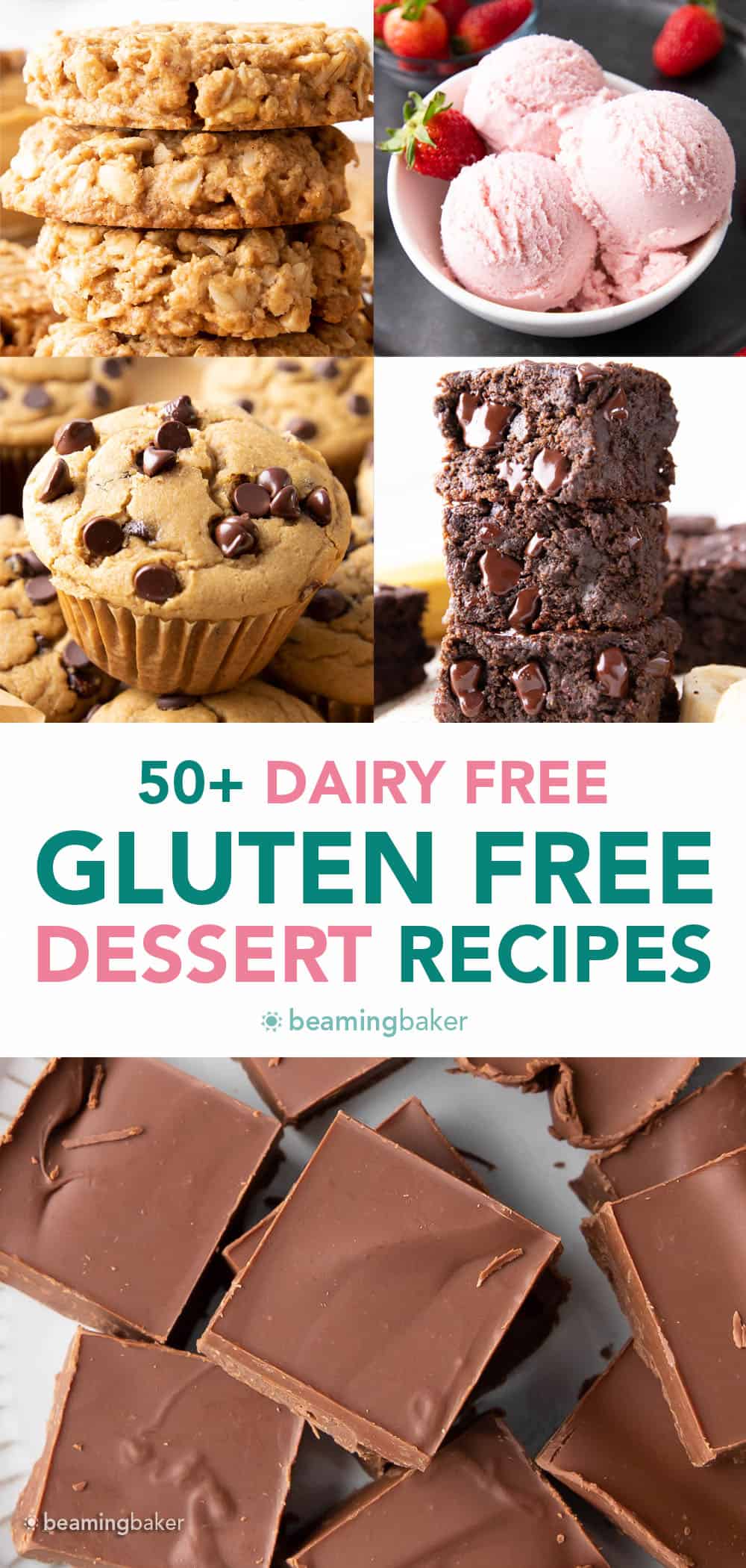 50 + Gluten Free Dairy Free Desserts (GF): the ultimate collection of delicious & easy gluten free dairy free desserts recipes for sweets lovers everywhere! My favorite gluten and dairy free desserts, all in one place. #GlutenFree #DairyFree #Desserts #GlutenFreeDairyFree | Recipes at BeamingBaker.com