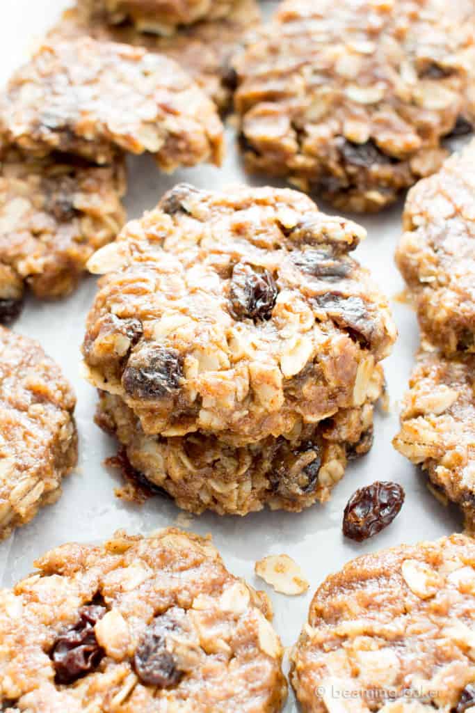 4 Ingredient No Bake Chewy Oatmeal Raisin Cookies (Gluten-Free, Vegan ...