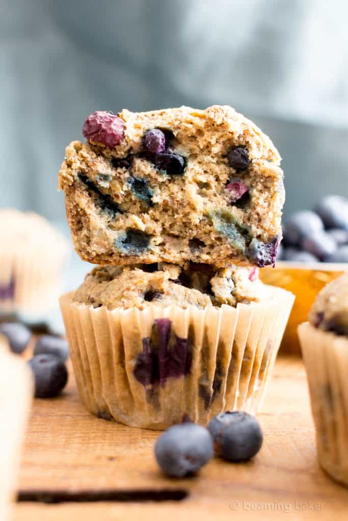 Vegan Healthy Banana Blueberry Muffins Recipe (GlutenFree, DairyFree
