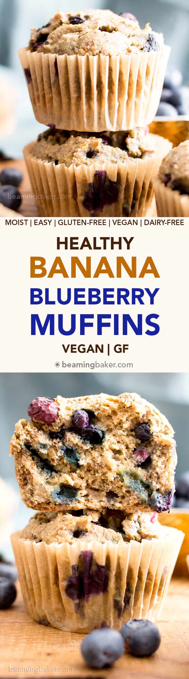 Vegan Healthy Banana Blueberry Muffins Recipe (Gluten-Free ...