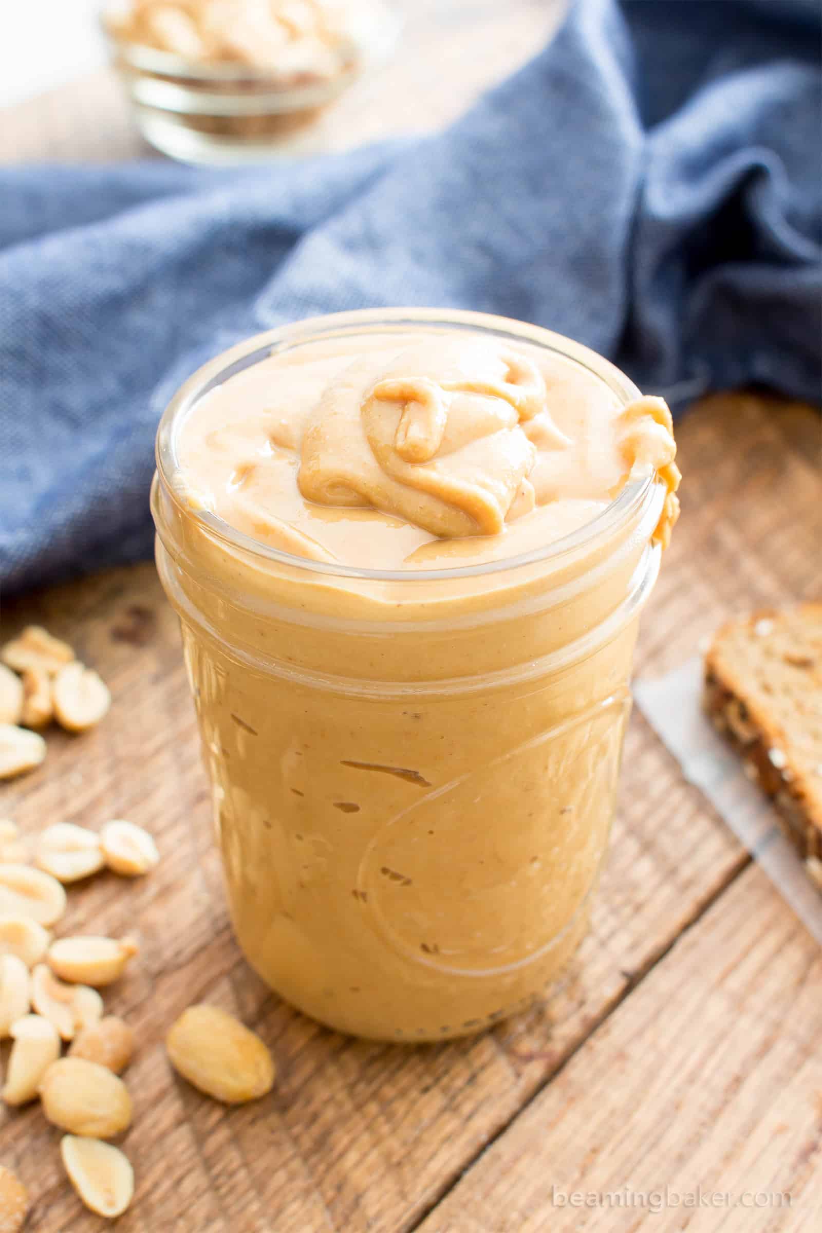 How to Make Homemade Peanut Butter: a step-by-step tutorial and video guide on how to make smooth, creamy homemade peanut butter. #Vegan #GlutenFree #DairyFree #DIY #Homemade | Recipe on BeamingBaker.com