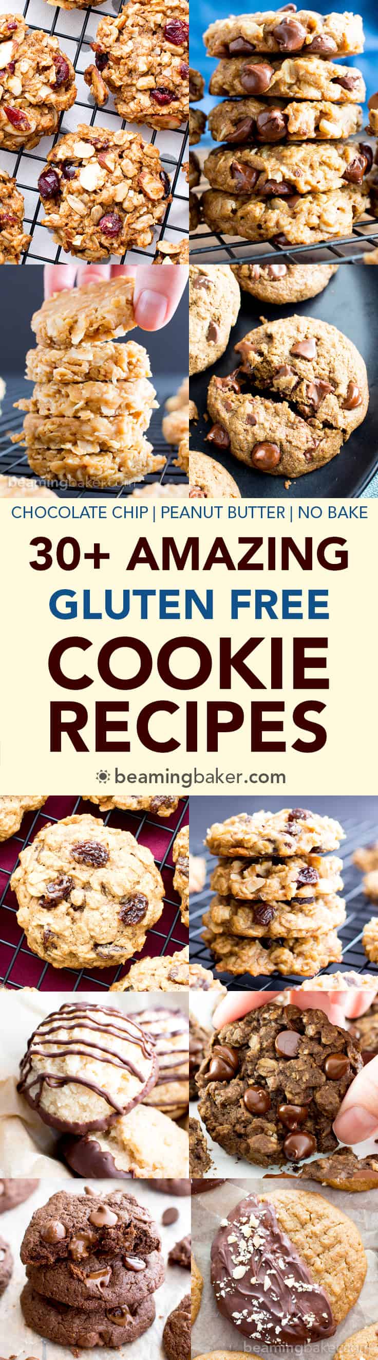 30+ Amazing Gluten Free Cookie Recipes (V, GF): a mouthwatering collection of irresistible gluten free cookie recipes to satisfy cookie lovers everywhere! #Vegan #GlutenFree #DairyFree #Cookies #Dessert | Recipe on BeamingBaker.com