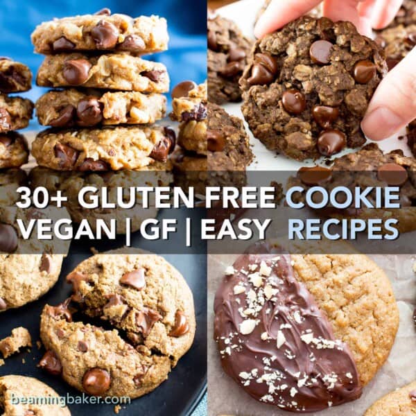 30+ Amazing Gluten Free Cookie Recipes (V, GF): a mouthwatering collection of irresistible gluten free cookie recipes to satisfy cookie lovers everywhere! #Vegan #GlutenFree #DairyFree #Cookies #Dessert | Recipe on BeamingBaker.com