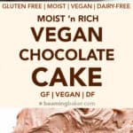 Vegan Chocolate Cake Recipe (V, GF): an easy recipe for supremely rich, perfectly moist chocolate cake covered in a delicious layer of irresistible chocolate frosting! #Vegan #GlutenFree #DairyFree #Chocolate #Cake #Dessert | Recipe on BeamingBaker.com