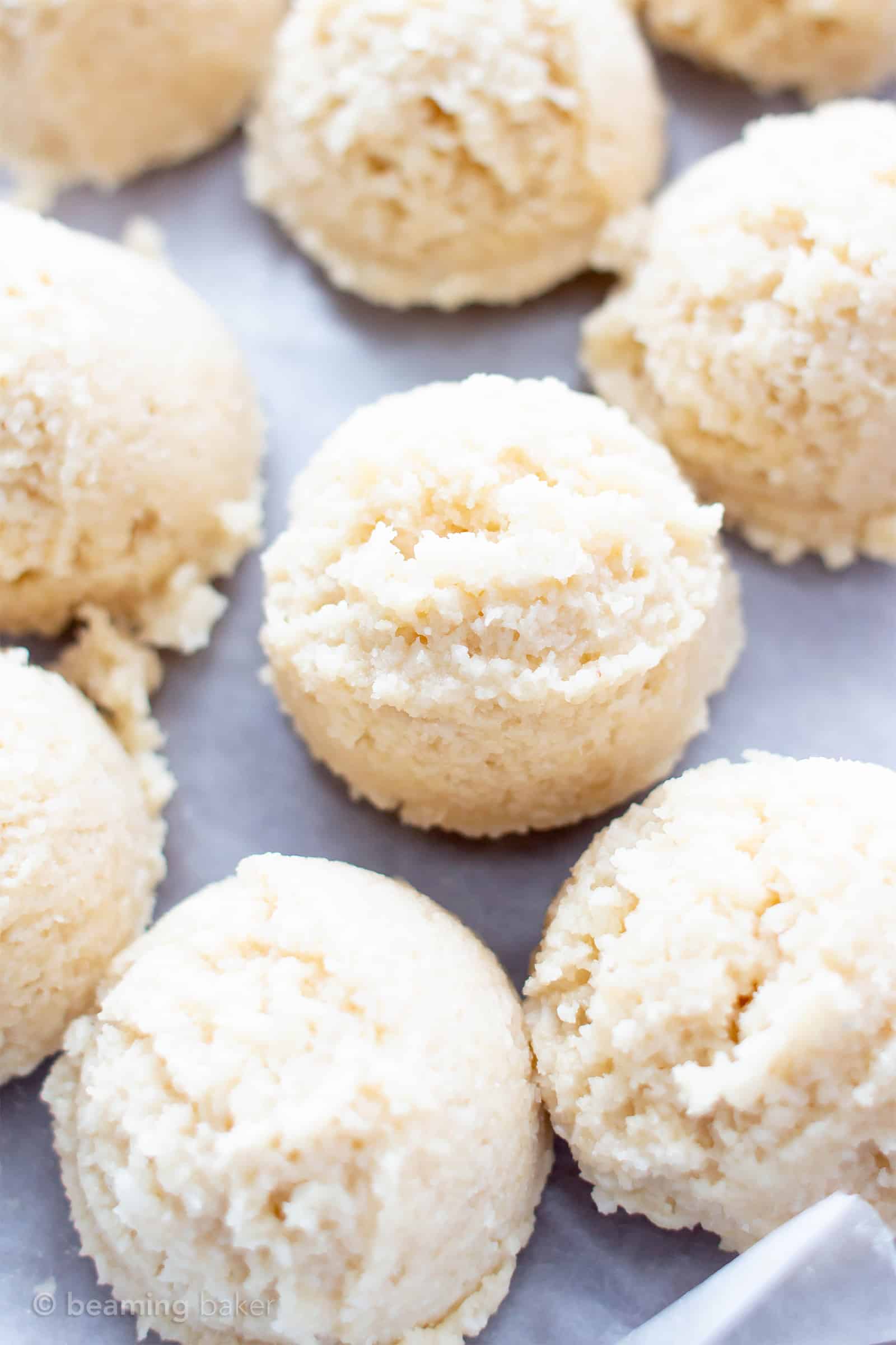 4 Ingredient No Bake Coconut Macaroons (V, GF): a one bowl recipe for perfectly sweet no bake macaroons bursting with coconut flavor. #Paleo #Vegan #GlutenFree #DairyFree #NoBake #Dessert | Recipe on BeamingBaker.com