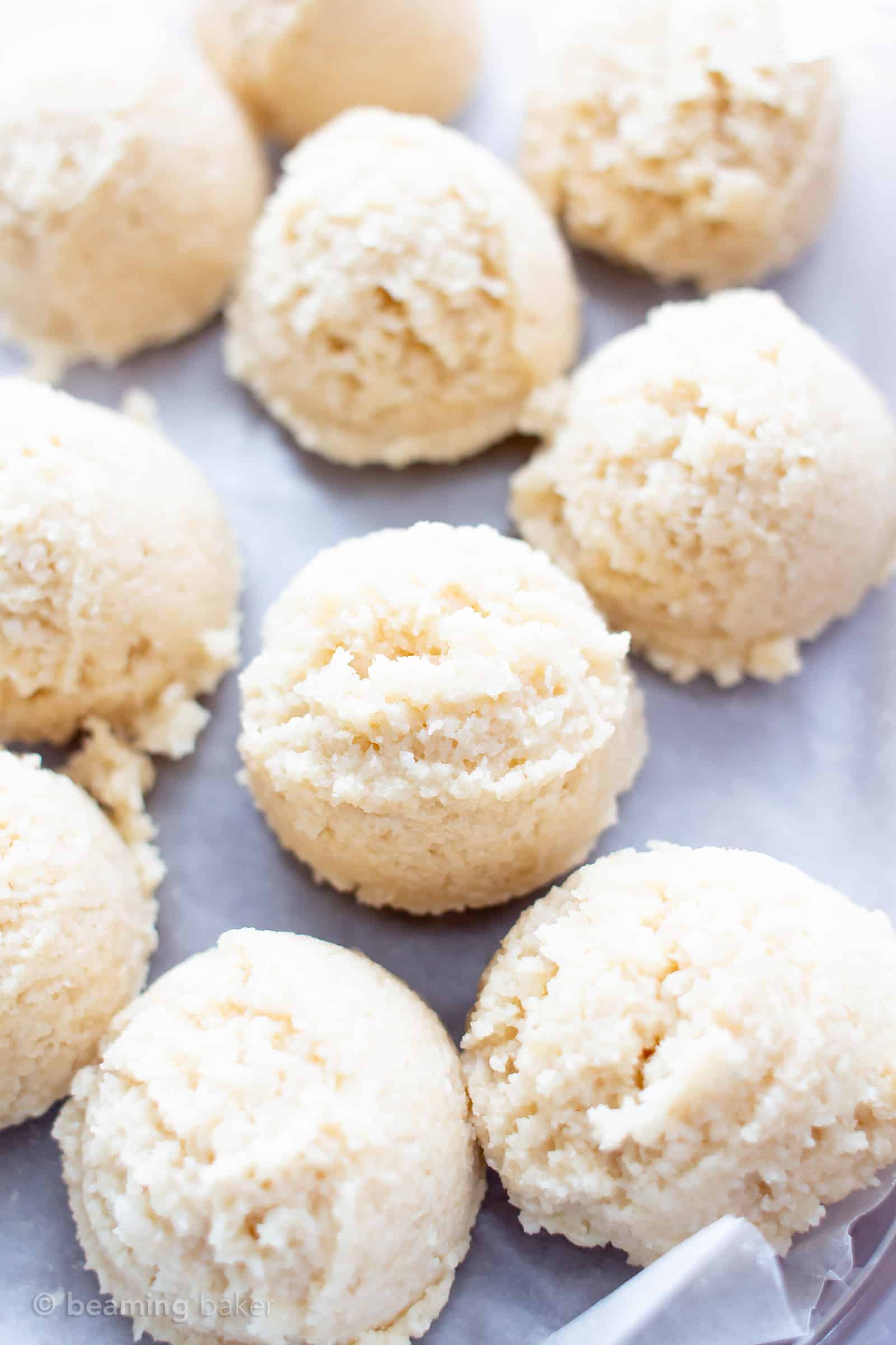 4 Ingredient No Bake Coconut Macaroons (V, GF): a one bowl recipe for perfectly sweet no bake macaroons bursting with coconut flavor. #Paleo #Vegan #GlutenFree #DairyFree #NoBake #Dessert | Recipe on BeamingBaker.com