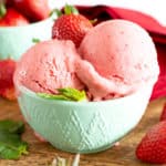 3 Ingredient Strawberry Coconut Sorbet (V, GF): a 5 min prep recipe for refreshing paleo strawberry sorbet made with just 3 healthy ingredients! #Paleo #DairyFree #Vegan #GlutenFree #RefinedSugarFree #HealthyDesserts #Sorbet #FrozenDesserts | Recipe at BeamingBaker.com