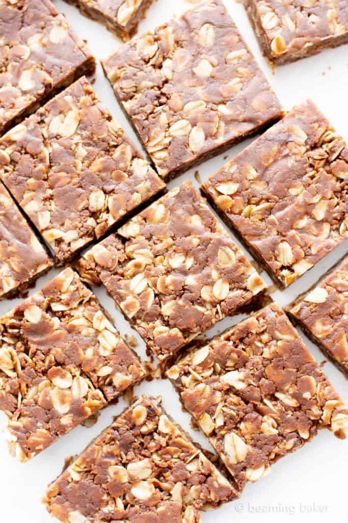4 Ingredient No Bake Chocolate Peanut Butter Oatmeal Bars (Vegan
