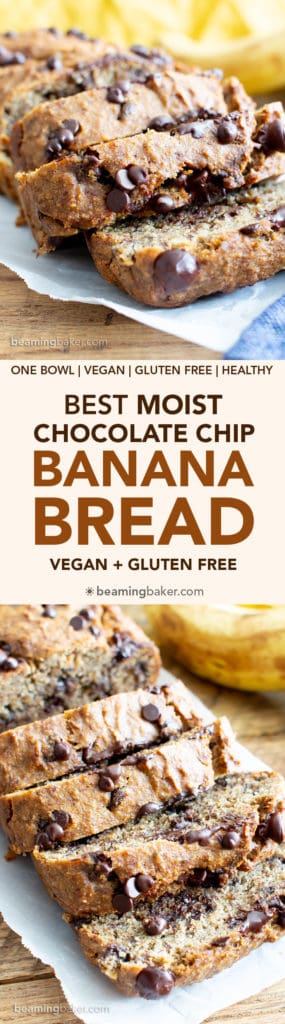 Best Moist Chocolate Chip Banana Bread Recipe (Vegan, Gluten-Free, One ...