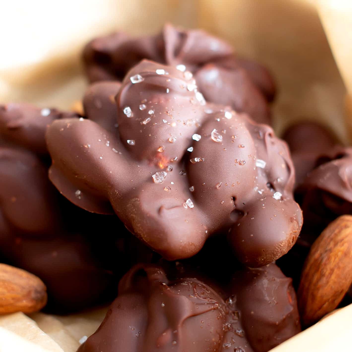 Salted Dark Chocolate Almond Clusters (Vegan, Gluten Free, Paleo, Dairy-Free)