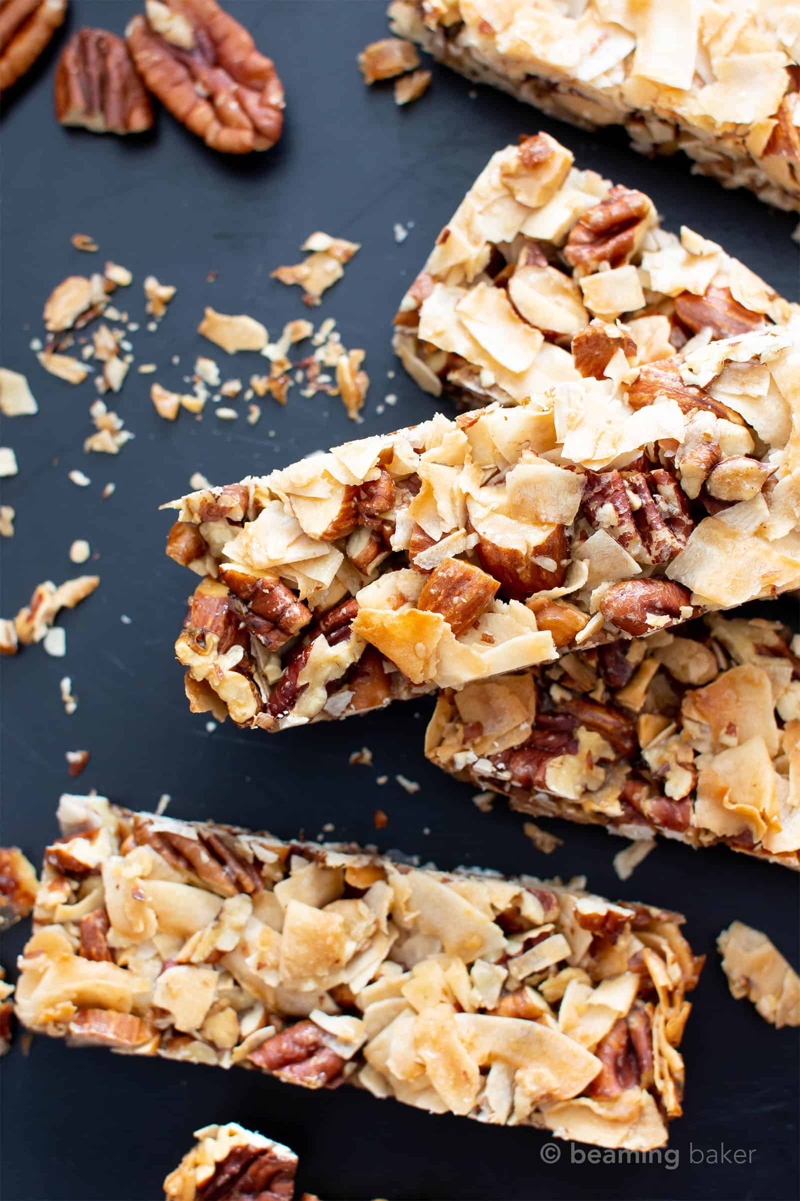 3 Ingredient Paleo KIND Bar Recipe (V, GF): this vegan paleo homemade kind bar recipe is so easy with 3 ingredients! It’s the best way to learn how to make diy copycat kind bars – easy, healthy, and prep’d in 5 minutes! #KindBars #Healthy #Vegan #Paleo | Recipe at BeamingBaker.com
