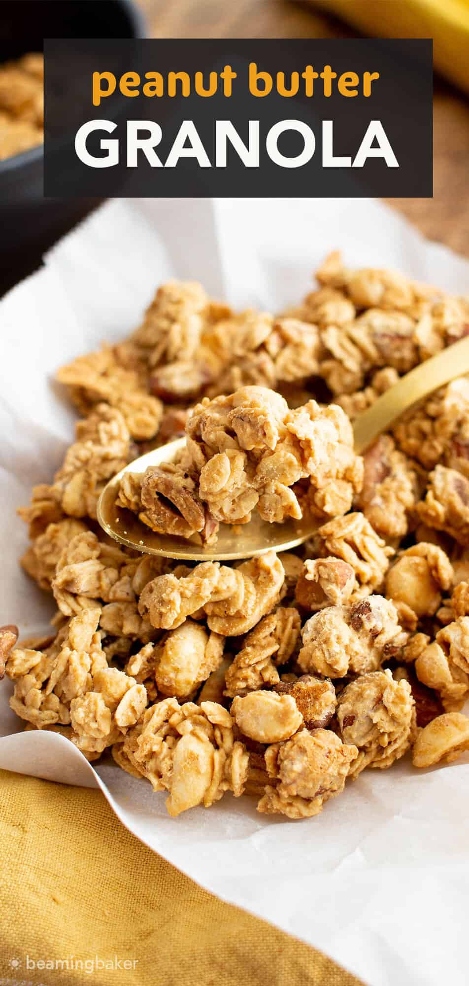 Peanut Butter Granola {4 Ingredient & Healthy} - Beaming Baker