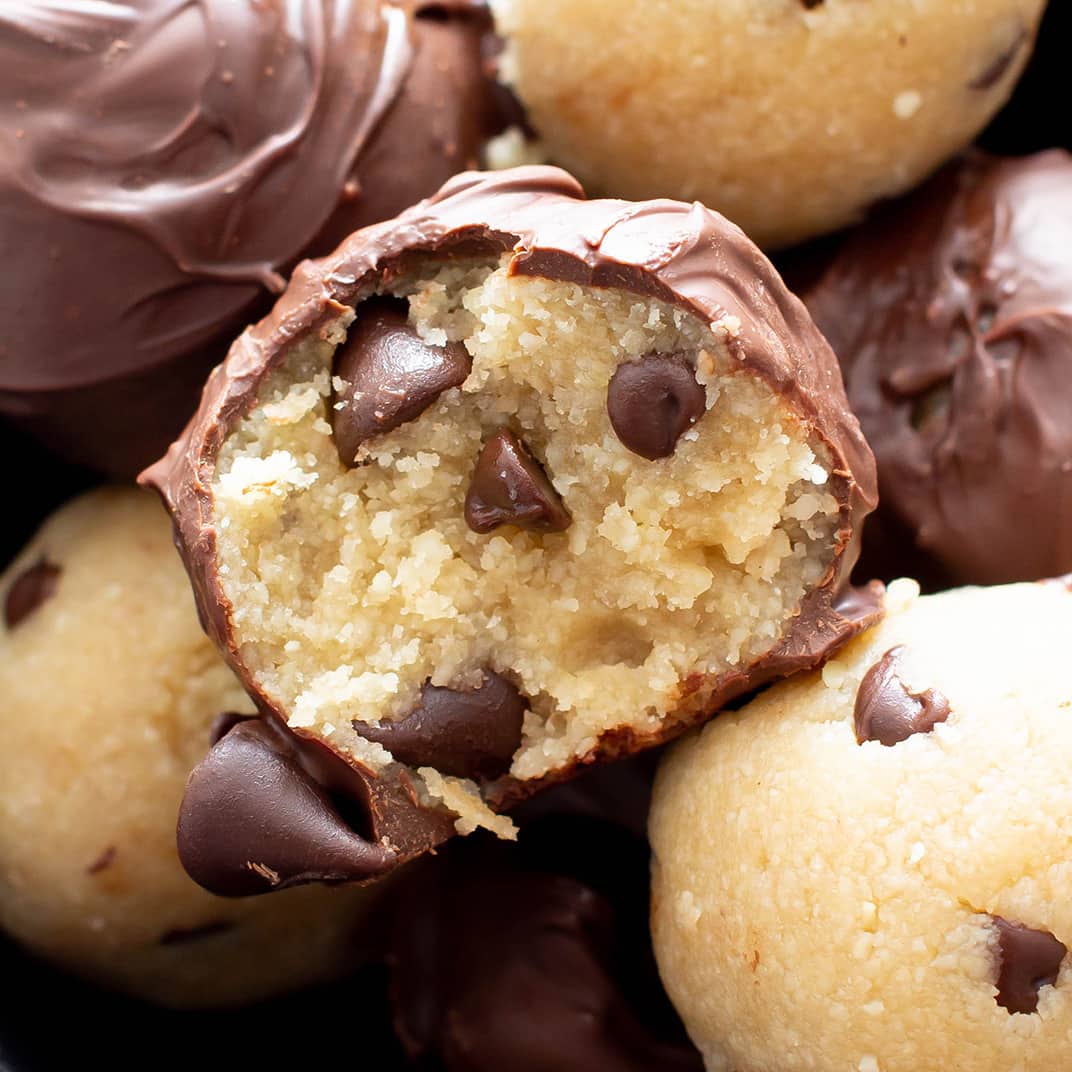 Paleo Chocolate Chip Cookie Dough Truffles (Vegan, GF) - Beaming Baker