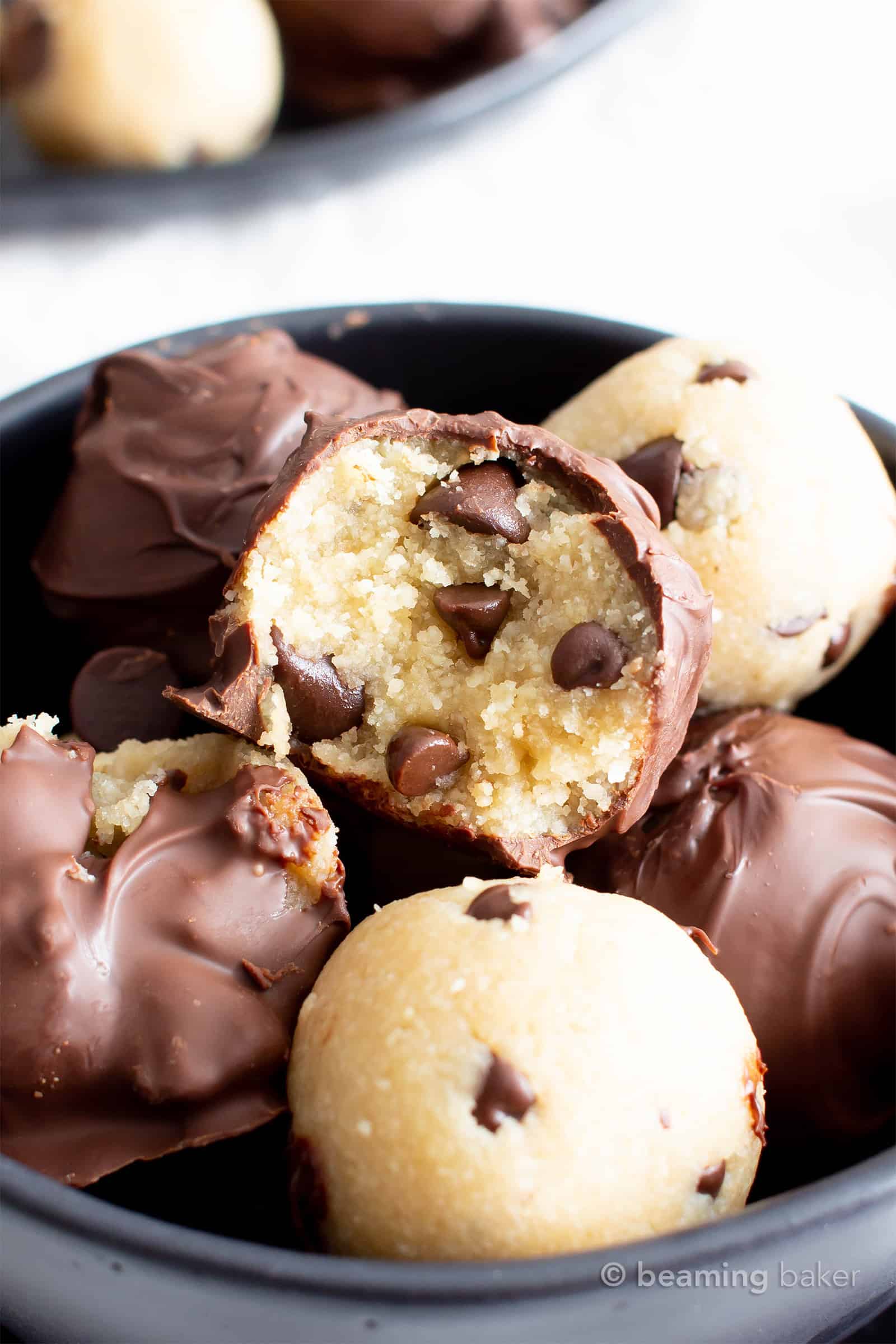 Paleo Chocolate Chip Cookie Dough Truffles (Vegan, GF) - Beaming Baker