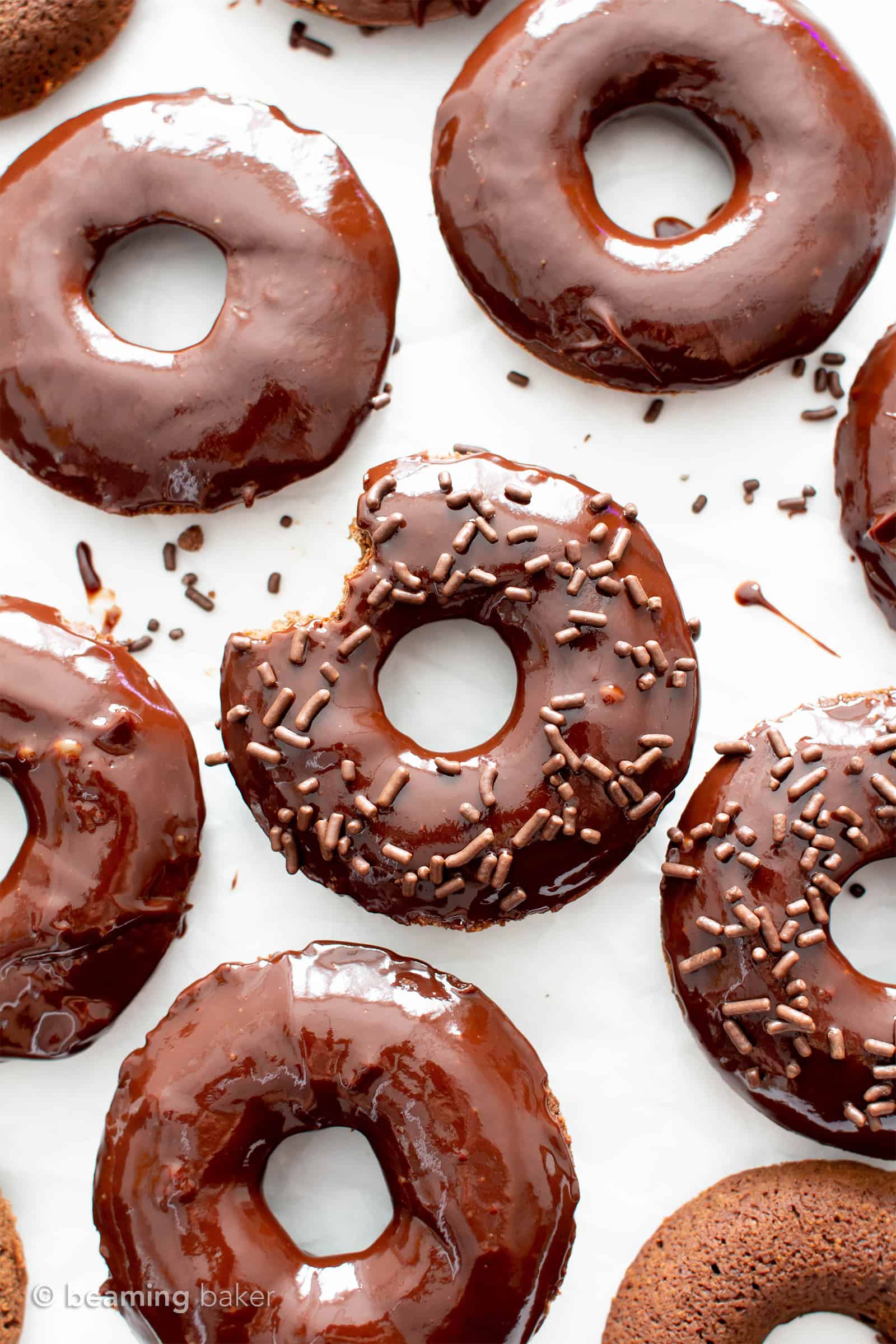 Baked Chocolate Donuts with Chocolate Ganache Glaze - Happiness is