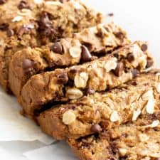 Super Moist Vegan Oatmeal Chocolate Chip Banana Bread (Gluten Free, Healthy Recipe)