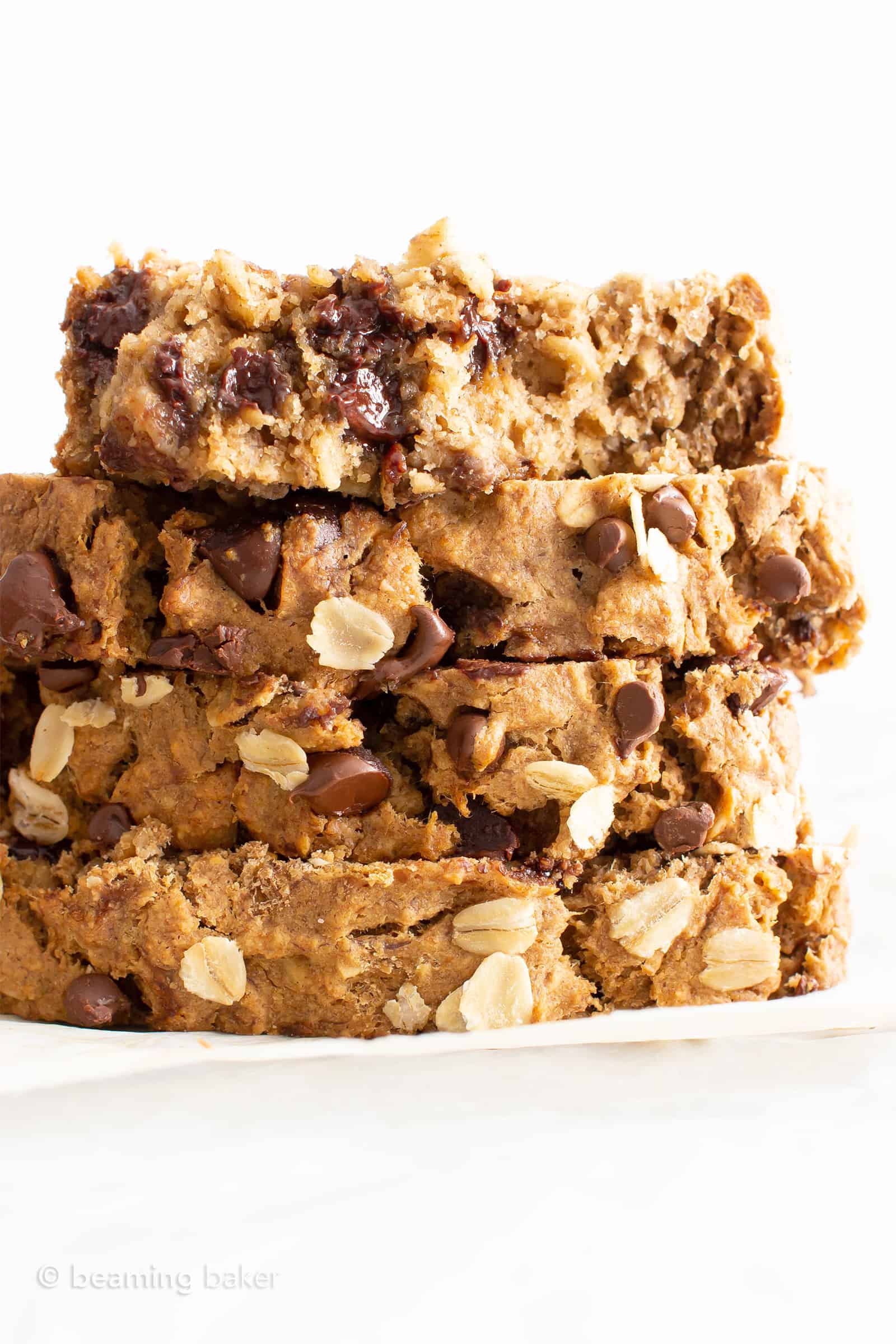 A stack of slices of this fresh baked good to show the texture