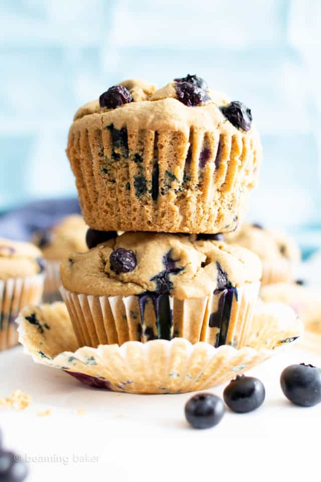 Healthy Vegan Gluten Free Blueberry Muffins - Beaming Baker