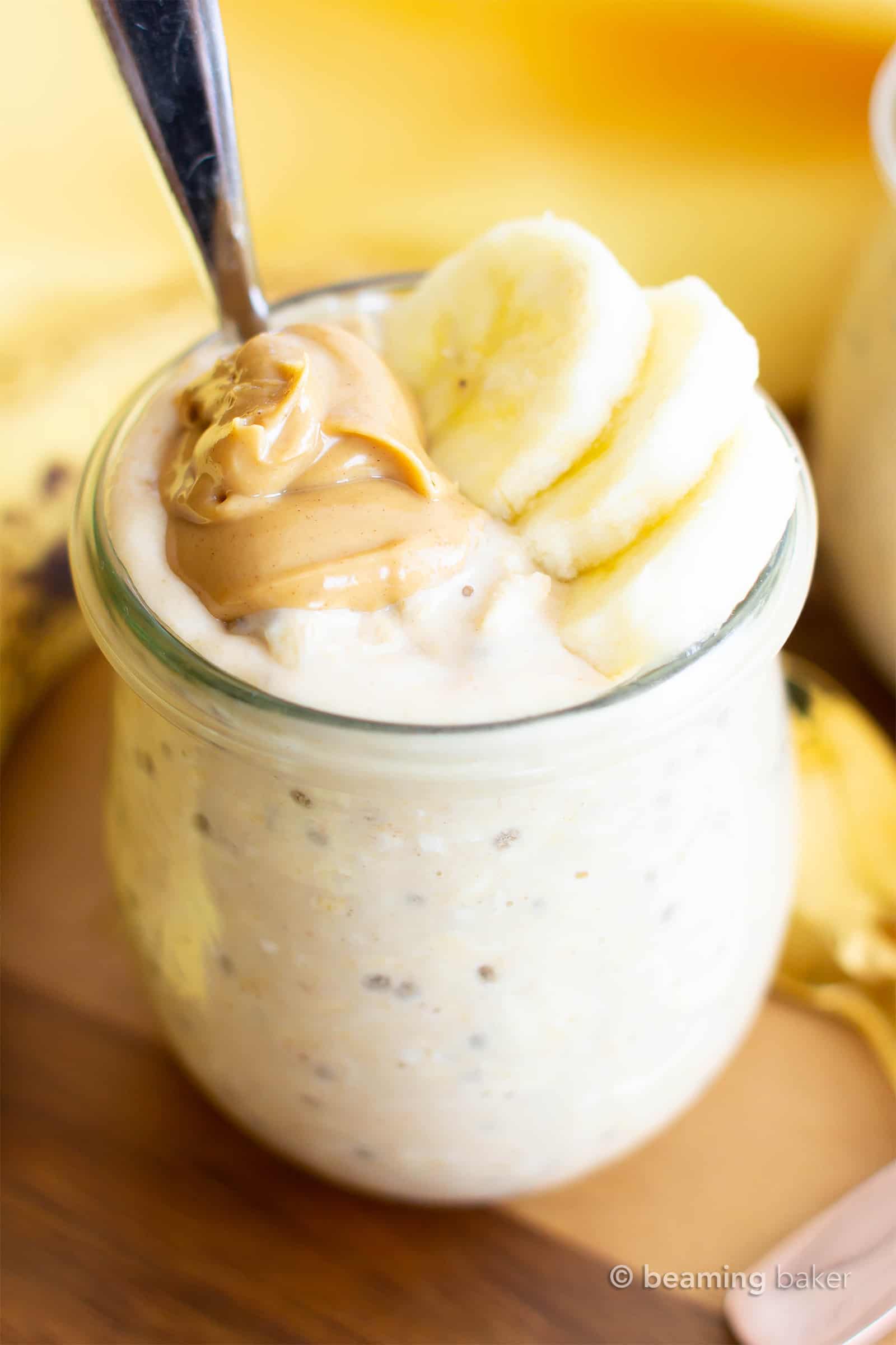 Easy Peanut Butter Banana Overnight Oats Recipe (Vegan, Gluten Free