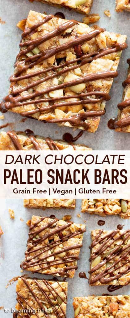 Dark Chocolate Paleo Snack Bars Recipe (Gluten Free, Vegan, Healthy ...