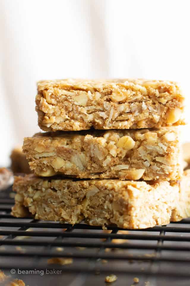 Vegan Oatmeal Peanut Butter Cookie Bars (Gluten Free, DairyFree