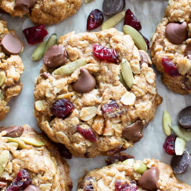 Chewy Vegan Trail Mix Cookies - Beaming Baker