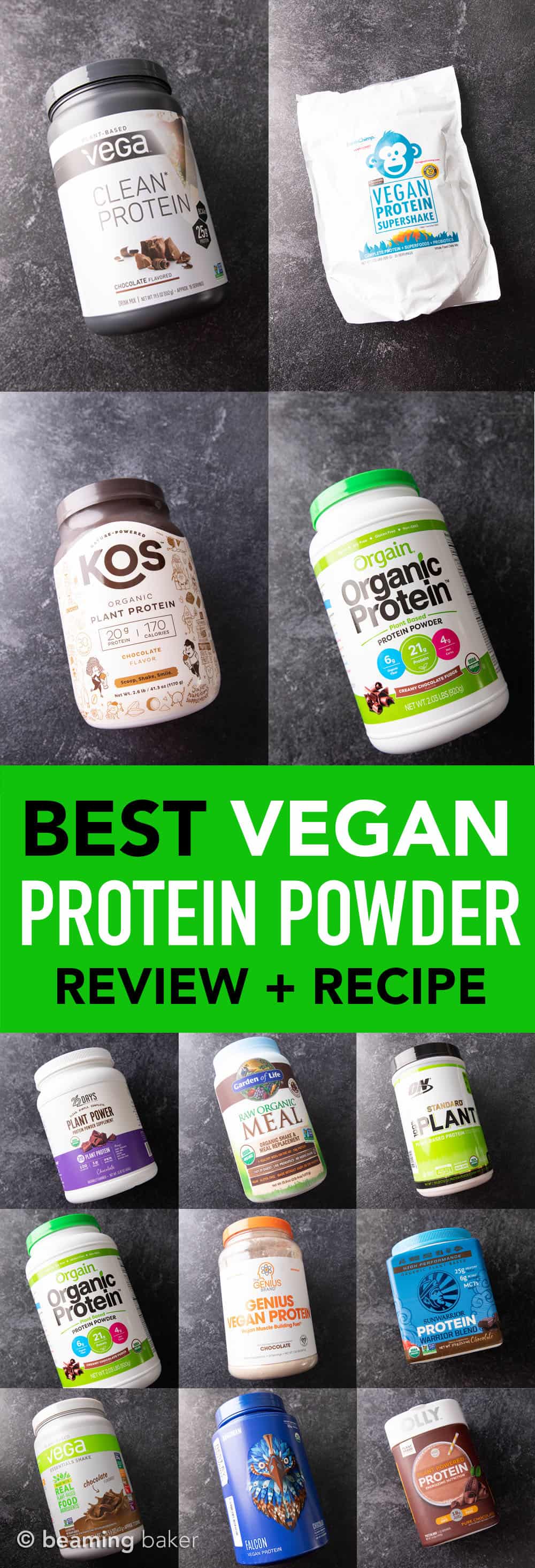Best Vegan Chocolate Protein Powder long pin image