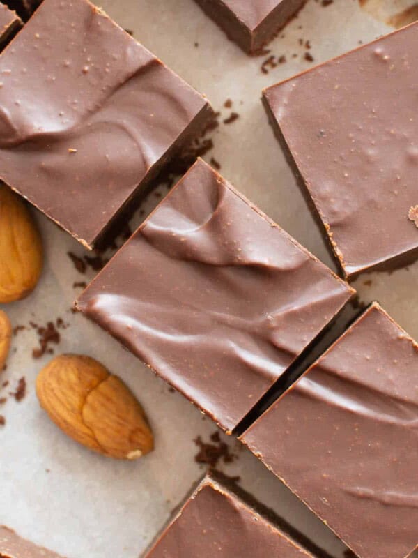 keto fudge being picked up by a hand