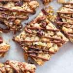 Salted Chia Chocolate Healthy Vegan Snack Bars: the best vegan snack bars recipe—chewy & delicious, packed with nutty crunch and EASY to make! Gluten Free, Dairy-Free. #Snacks #Bars #Vegan #Healthy | Recipe at BeamingBaker.com