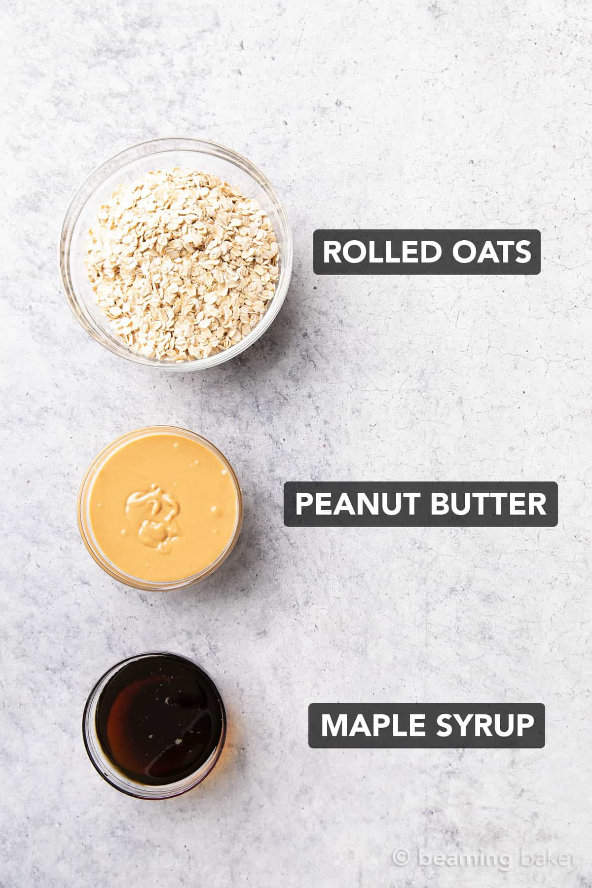overhead photo of the ingredients needed to make peanut butter granola bars