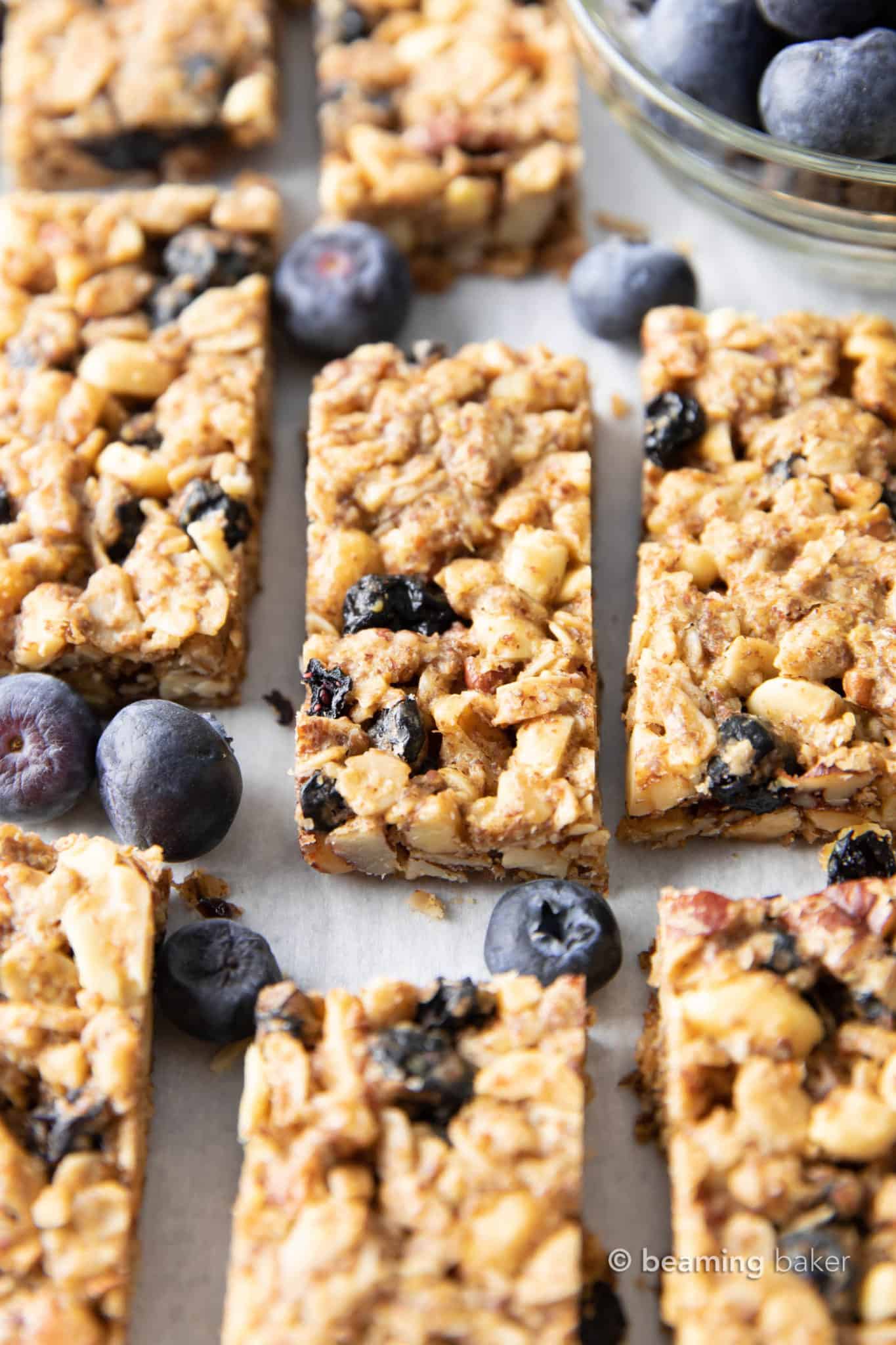 Healthy Homemade Blueberry Granola Bars (Vegan, GF) - Beaming Baker