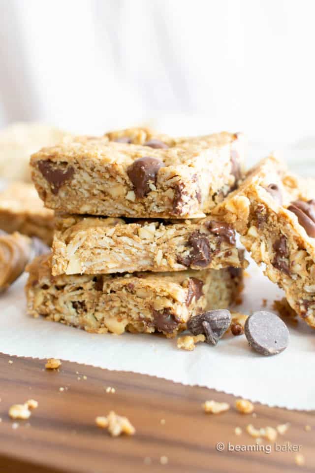 Healthy Peanut Butter Chocolate Chip Oatmeal Cookie Bars Beaming Baker