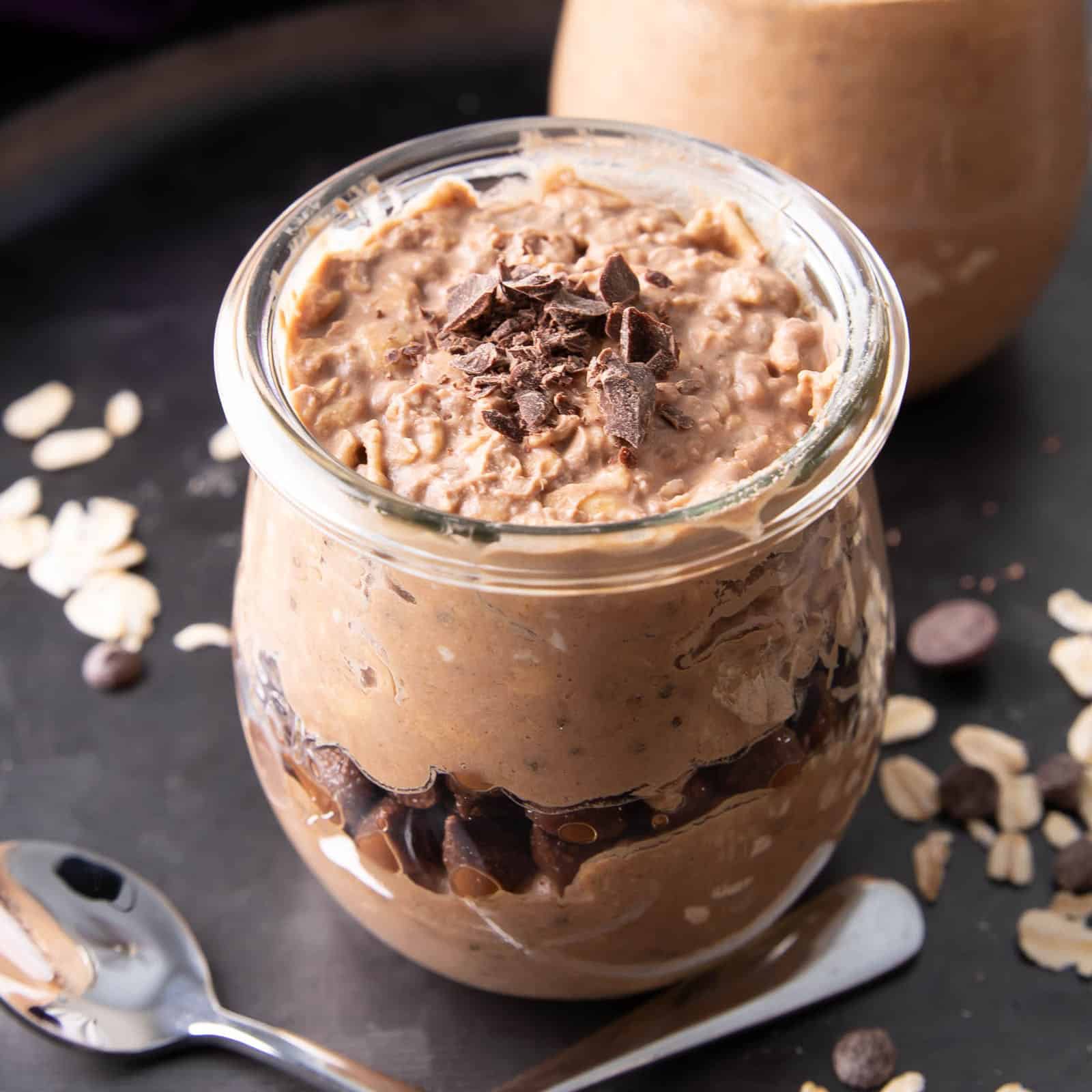The first way to make overnight oats vegan: chocolate overnight oats.