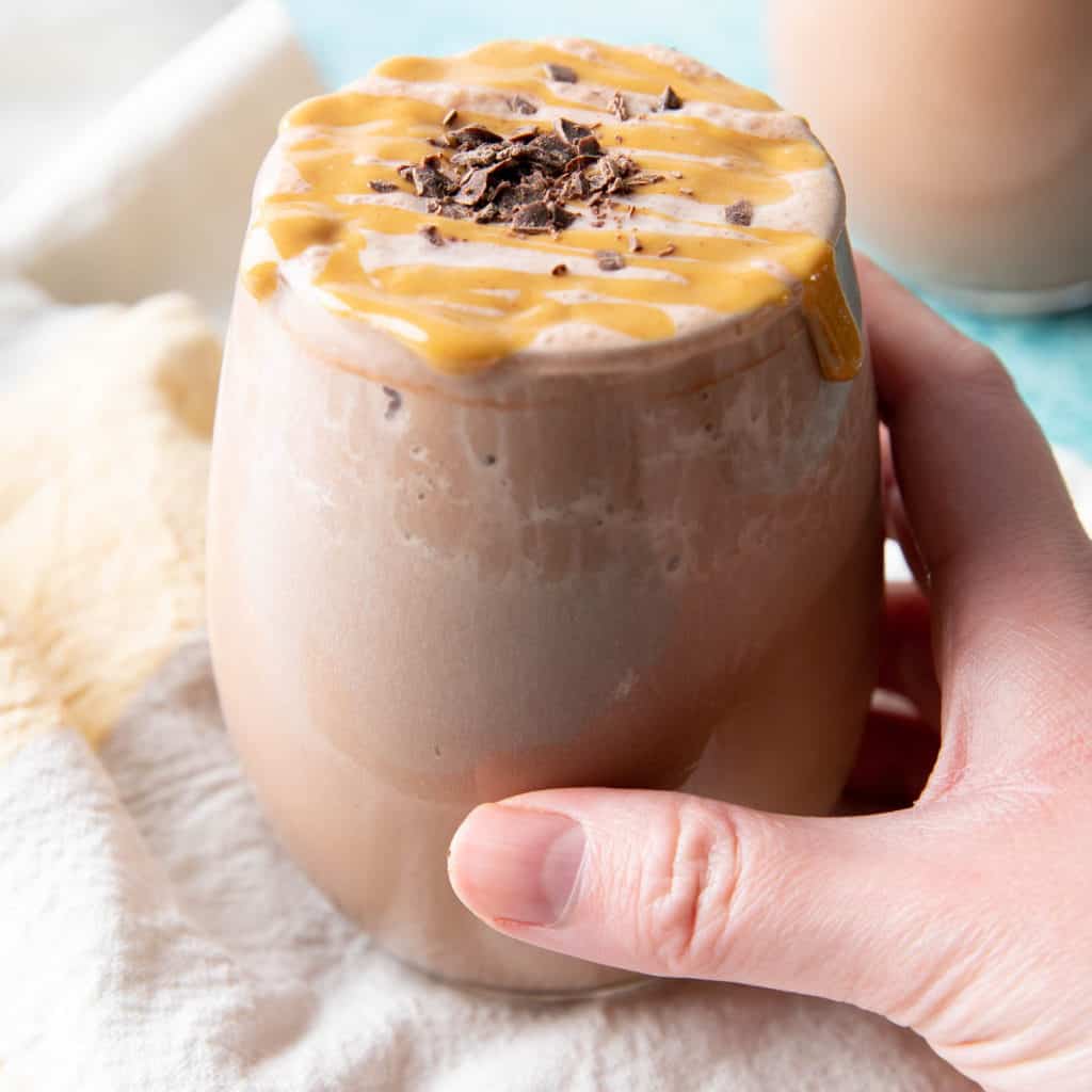 Chocolate Peanut Butter Vegan Protein Shake Recipe (High Protein