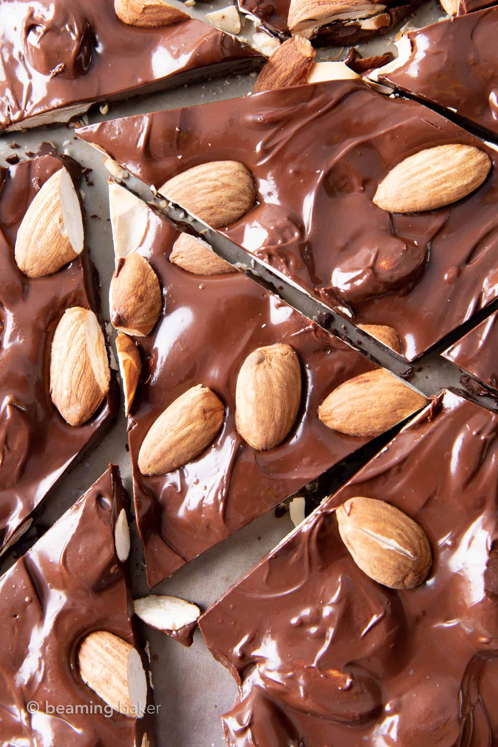 3 Ingredient Keto Almond Bark Recipe: this 5 minute keto candy recipe is decadent, rich and Low Carb! Easy to Make, Dairy-Free. #KetoCandy #Keto #LowCarb #SugarFree | Recipe at BeamingBaker.com