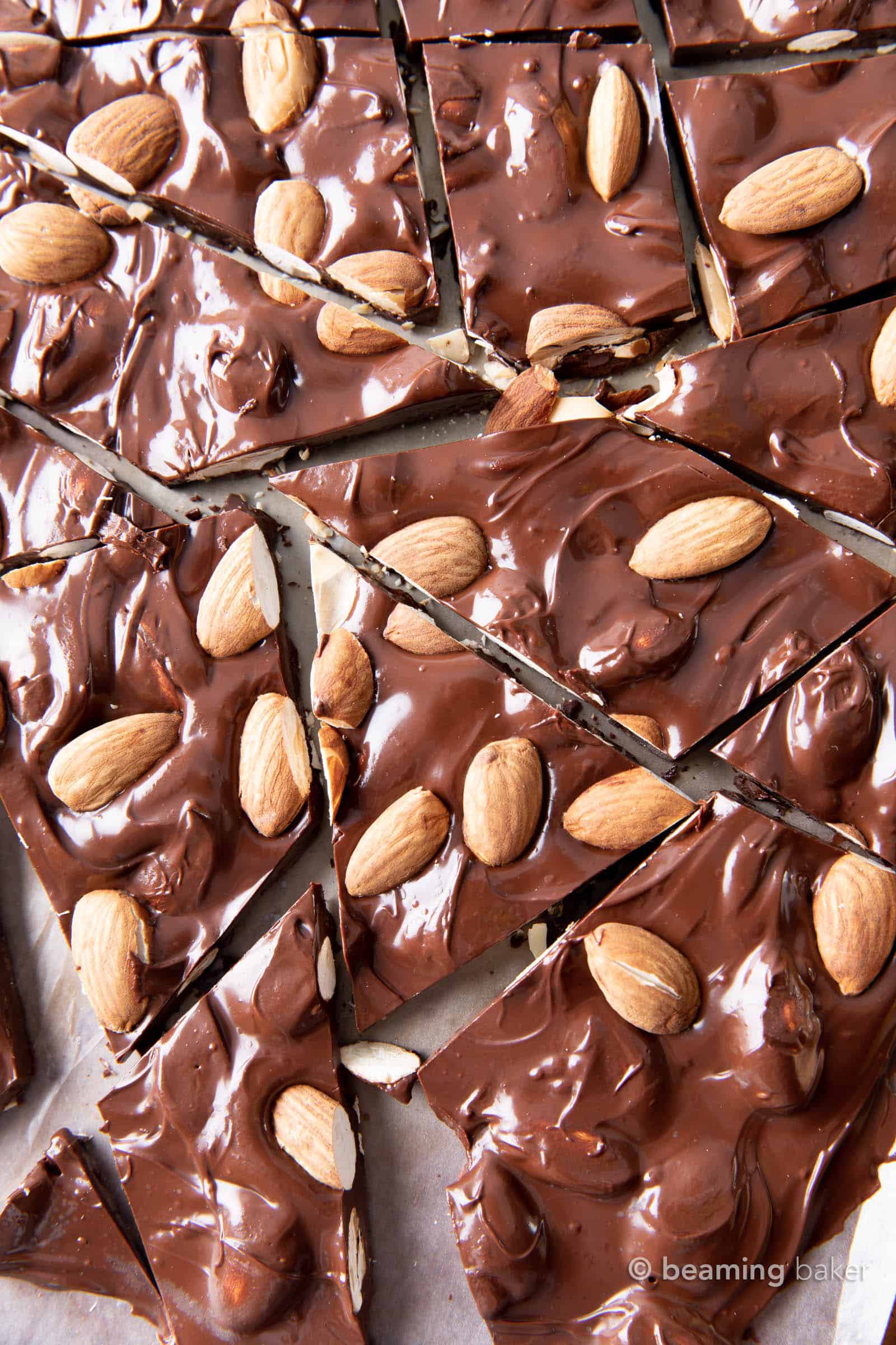 3 Ingredient Keto Almond Bark Recipe: this 5 minute keto candy recipe is decadent, rich and Low Carb! Easy to Make, Dairy-Free. #KetoCandy #Keto #LowCarb #SugarFree | Recipe at BeamingBaker.com