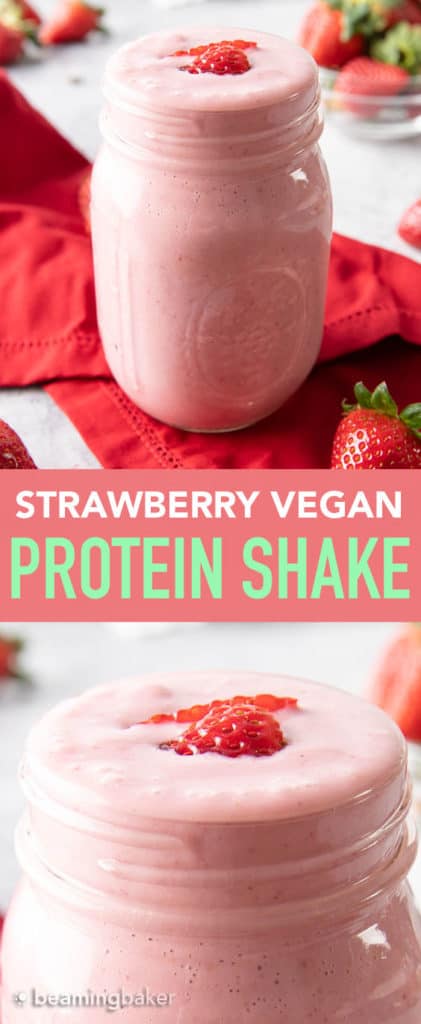 Strawberry Vegan Protein Shake Recipe Beaming Baker