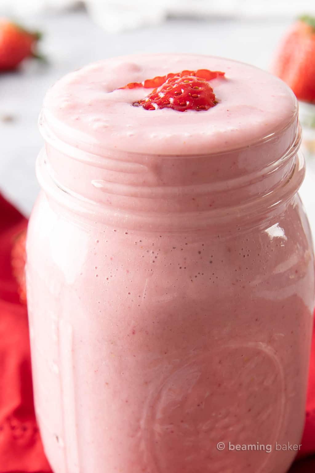 Strawberry Vegan Protein Shake Recipe Beaming Baker