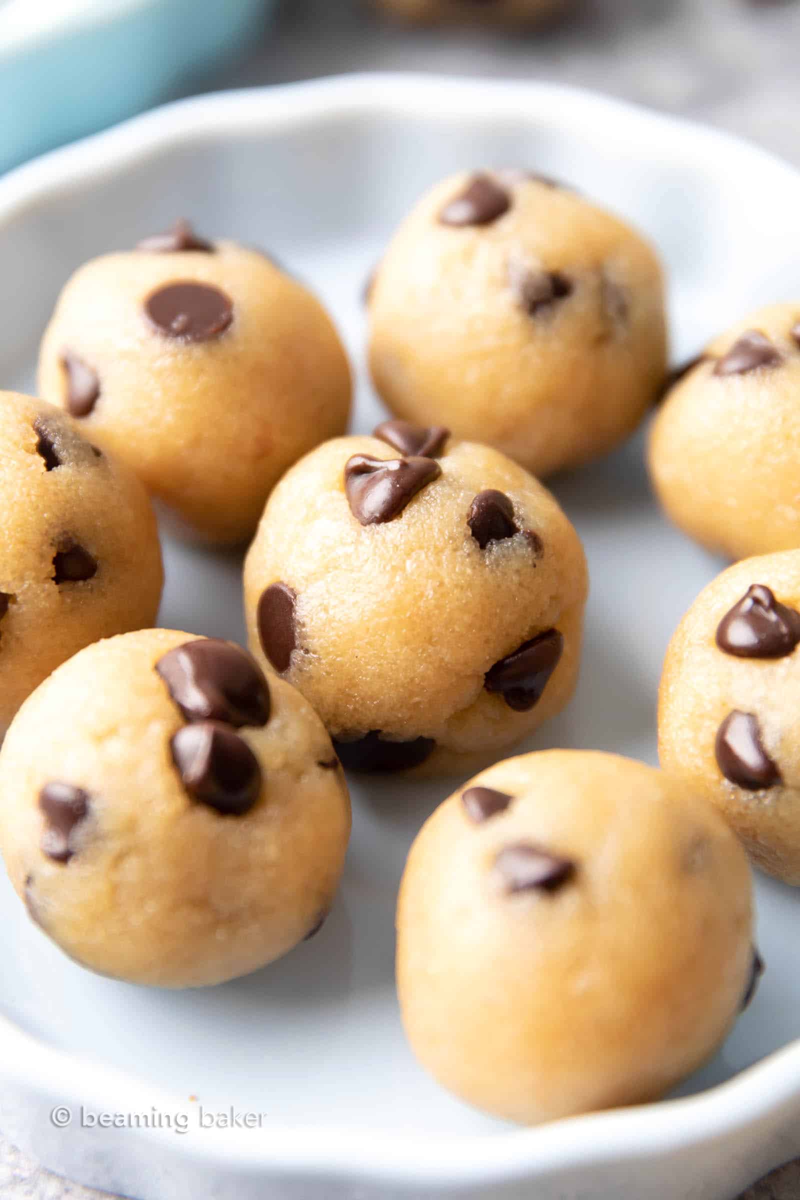 Keto Cookie Dough Bites: an easy 5 ingredient keto cookie dough recipe for rich & buttery keto edible cookie dough! Low Carb, Vegan, Dairy-Free. #CookieDough #Keto #LowCarb #KetoFriendly | Recipe at BeamingBaker.com
