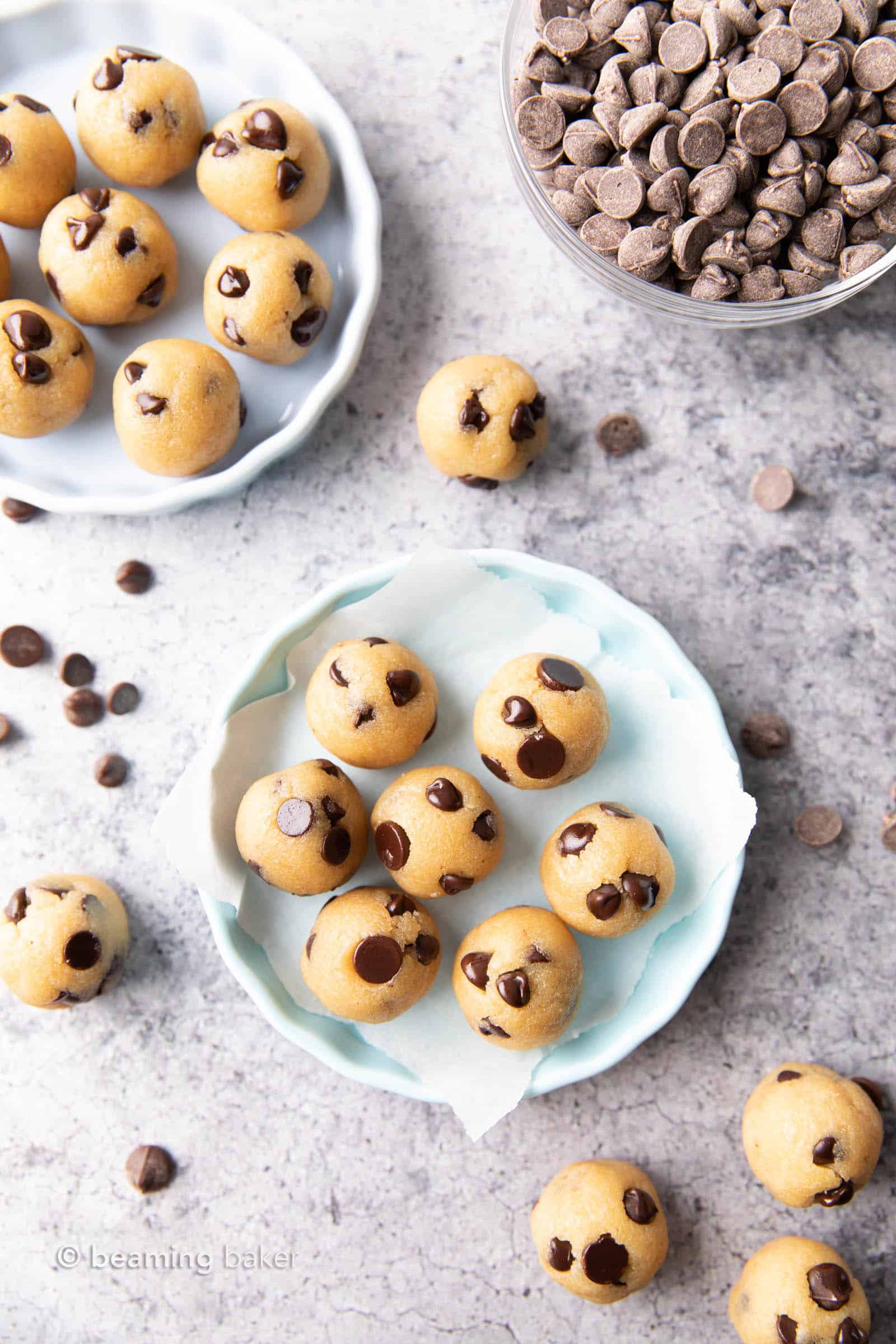 Keto Cookie Dough Bites: an easy 5 ingredient keto cookie dough recipe for rich & buttery keto edible cookie dough! Low Carb, Vegan, Dairy-Free. #CookieDough #Keto #LowCarb #KetoFriendly | Recipe at BeamingBaker.com