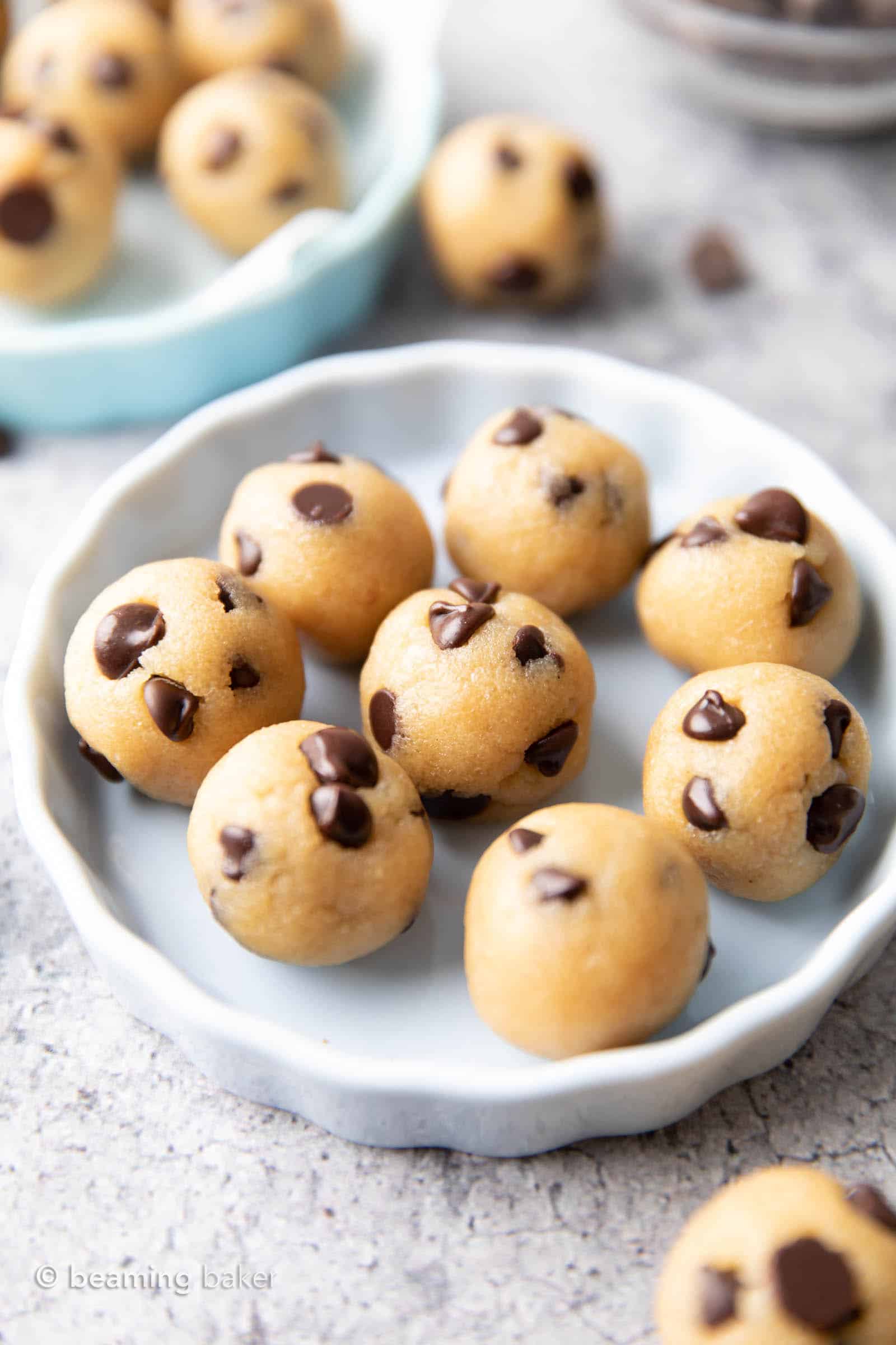 Keto Cookie Dough Bites: an easy 5 ingredient keto cookie dough recipe for rich & buttery keto edible cookie dough! Low Carb, Vegan, Dairy-Free. #CookieDough #Keto #LowCarb #KetoFriendly | Recipe at BeamingBaker.com