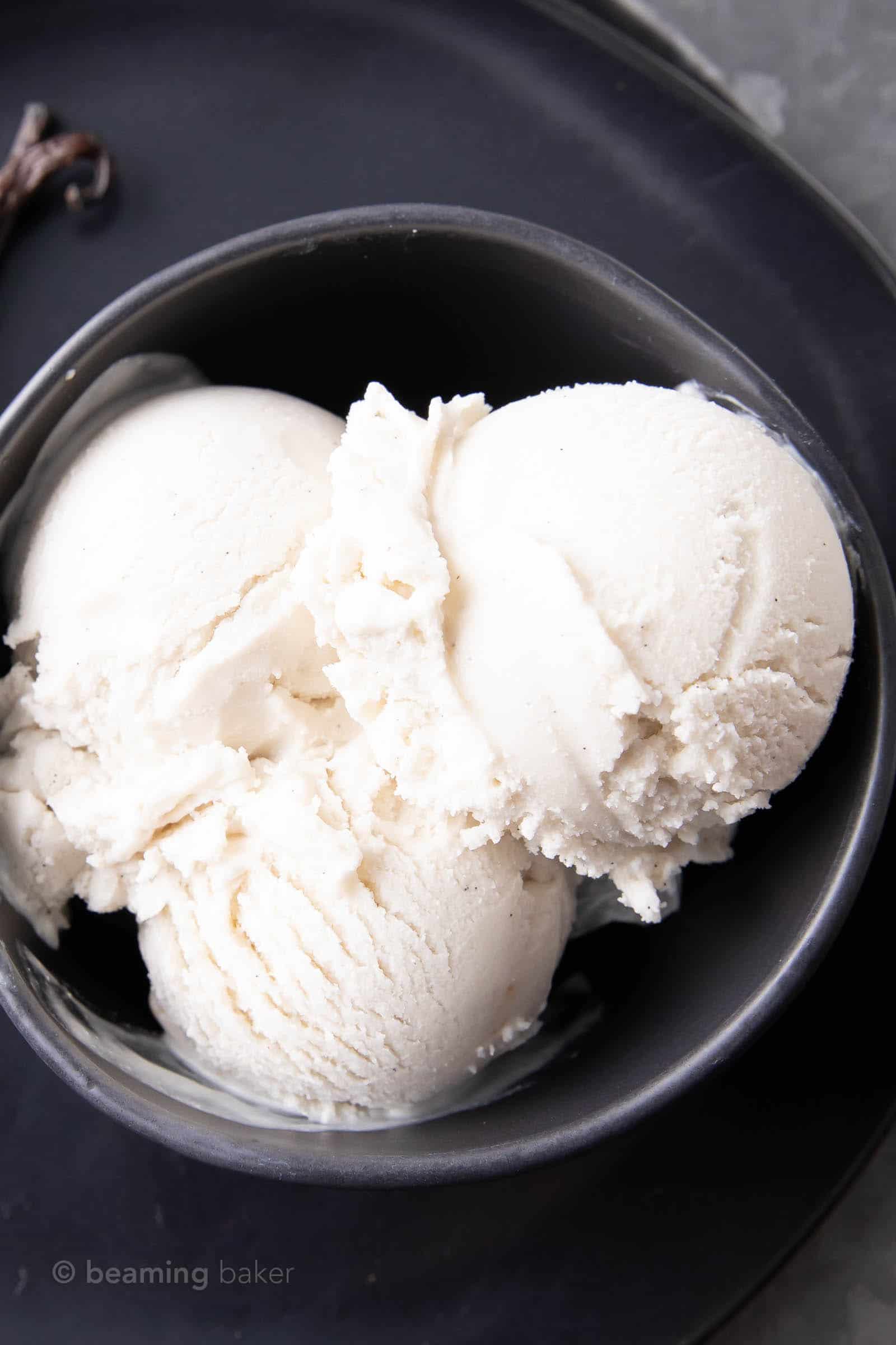Homemade Vegan Ice Cream Recipe: learn 3 easy ways to make delicious vegan ice cream: Vanilla, Chocolate and Strawberry! Dairy-Free, Non-Dairy, Plant-Based. #VeganIceCream #Vegan #DairyFree #NonDairy | Recipe at BeamingBaker.com